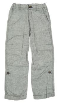 Sivé ľanové rolovacieé nohavice H&M
