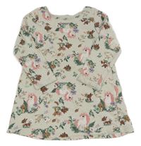 Béžové teplákové šaty so zvieratkami H&M
