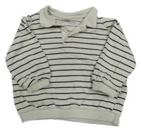Béžovo-čierna pruhovaná oversize mikina s golierikom H&M