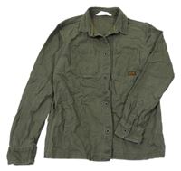 Khaki rifľová košeľová bunda H&M