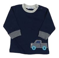 Tmavomodro-šedé mikinotriko s autom LITTLE FELLA
