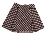 Vínovo-čierno-světlerůžovo/šedá kostkovano/károvaná vlnená sukňa Nutmeg