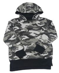 Šedo-světlešedo-tmavošedo-černá army mikina s kapucí Matalan