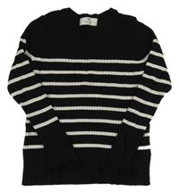Čierno-biely pruhovaný rebrovaný sveter H&M