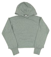 Olivový melírovaný úpletový crop sveter s kapucňou zn. Page one young