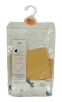 Nové - 2x - Body - Okrové, bílé s dinosaury PRIMARK