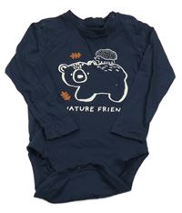 Tmavomodré body s medvedíkom a ježečkem coolclub