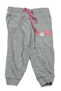 Sivé melírované tepláky so srdiečkami lupilu