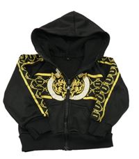 Čierna prepínaci športová mikina s tigrom a vzorom a pruhmi a kapucňou