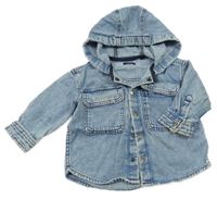 Modrá plesňová rifľová košeľová bunda s kapucňou Next