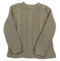 Béžovošedý vzorovaný pletený sveter