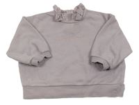 Starofialová oversize mikina s nápisom a golierikom s madeirou George