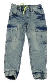 Modro-biele plesňové cargo cuff teplákové rifle Kiki&Koko