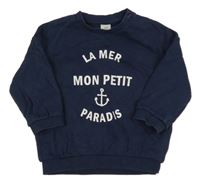 Tmavomodrá mikina s nápismi a kotvou H&M