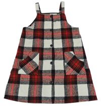 Bílo-černo-červené kostkované vlněné šaty PRIMARK