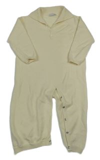 Smotanový vlnený overal s vreckom a golierikom wedoble