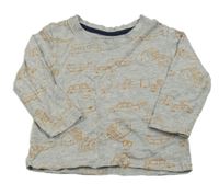 Sivé melírované tričko s autami a domečky a stromčekmi  PRIMARK