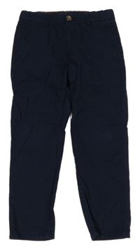 Tmavomodré chino relaxed waist plátěné kalhoty H&M