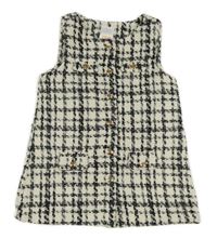 2Set - Bílo-černé kostkované teplé propínací šaty + kalhotky na plenky GYMBOREE.
