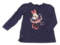 Tmavomodré ružově bodkovaná é tričko s Minnie Disney