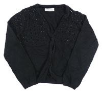 Čierny prepínaci crop sveter s kamienkami Matalan