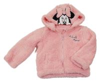 Světlerůžová chlupatá bunda s kapucí - Minnie Disney