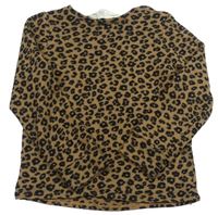 Skořicové úpletové tričko s leopardím vzorom H&M