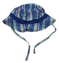 Modro-bielo-svetlomodrý kockovaný klobúk zn. H&M