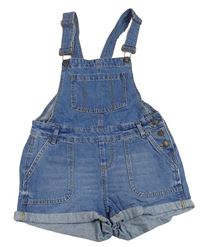 Modré riflové dungaree laclové kraťasy New Look