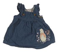 Tmavomodré manšestrové laclové šaty s Peter Rabbit M&S