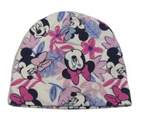 Bílo-růžovo-modrá bavlněná čepice s Minnie a listy Disney