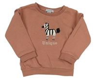 Staroružová mikina so zebrou a volánikmi s madeirou Primark