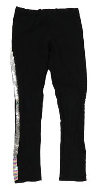 Černé teplé legíny s překlápěcími flitry H&M