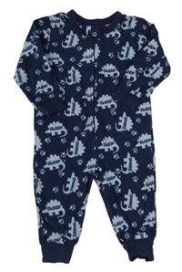 Tmavomodrý fleecový overal s dinosaury Matalan