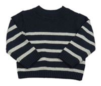 Tmavomodro-sivý sveter s pruhmi Primark