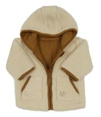 Béžová huňatá podšitá prepínaci mikina s kapucňou