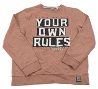 Staroružová melírovaná mikina s nápisom C&A