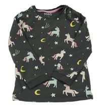 Antracitové triko s jednorožci M&S