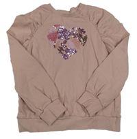 Staroružová mikina so srdcem s flitrů a korálků Next