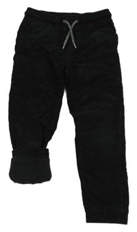Černé manšestrové podšité cuff kalhoty C&A