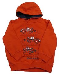 Červená mikina s buldozery a kapucňou Topolino