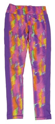 Fialovo-barevné vzorované sportovní legíny Dunnes