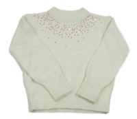 Smotanový chlpatý sveter s flitrami C&A