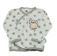Bílé zavinovací triko s hvězdami a sovou