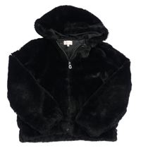 Čierna kožušinová podšitá bunda s kapucňou Kids Only