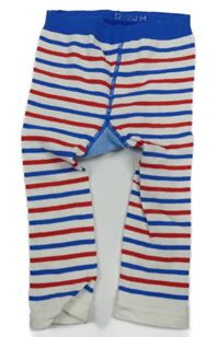 Bílo-modro-červené pruhované punčocháče bez šlapiček s doubledeckerem Joules