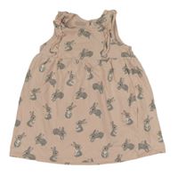 Ružové bavlnené šaty s králikmi a volánikmi H&M