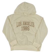 Krémová mikina s nápisom a kapucňou