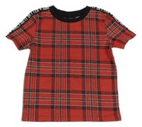 Červeno-čierno-biele kockované teplákové tričko Page One Young