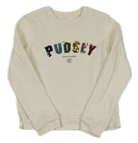Smotanová mikina s Pudseym a nápisem z překlápěcích flitrů George